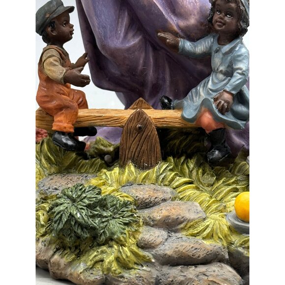 African American Guardian Angel Figurine Children On Seesaw Christmas decor - Picture 9 of 13